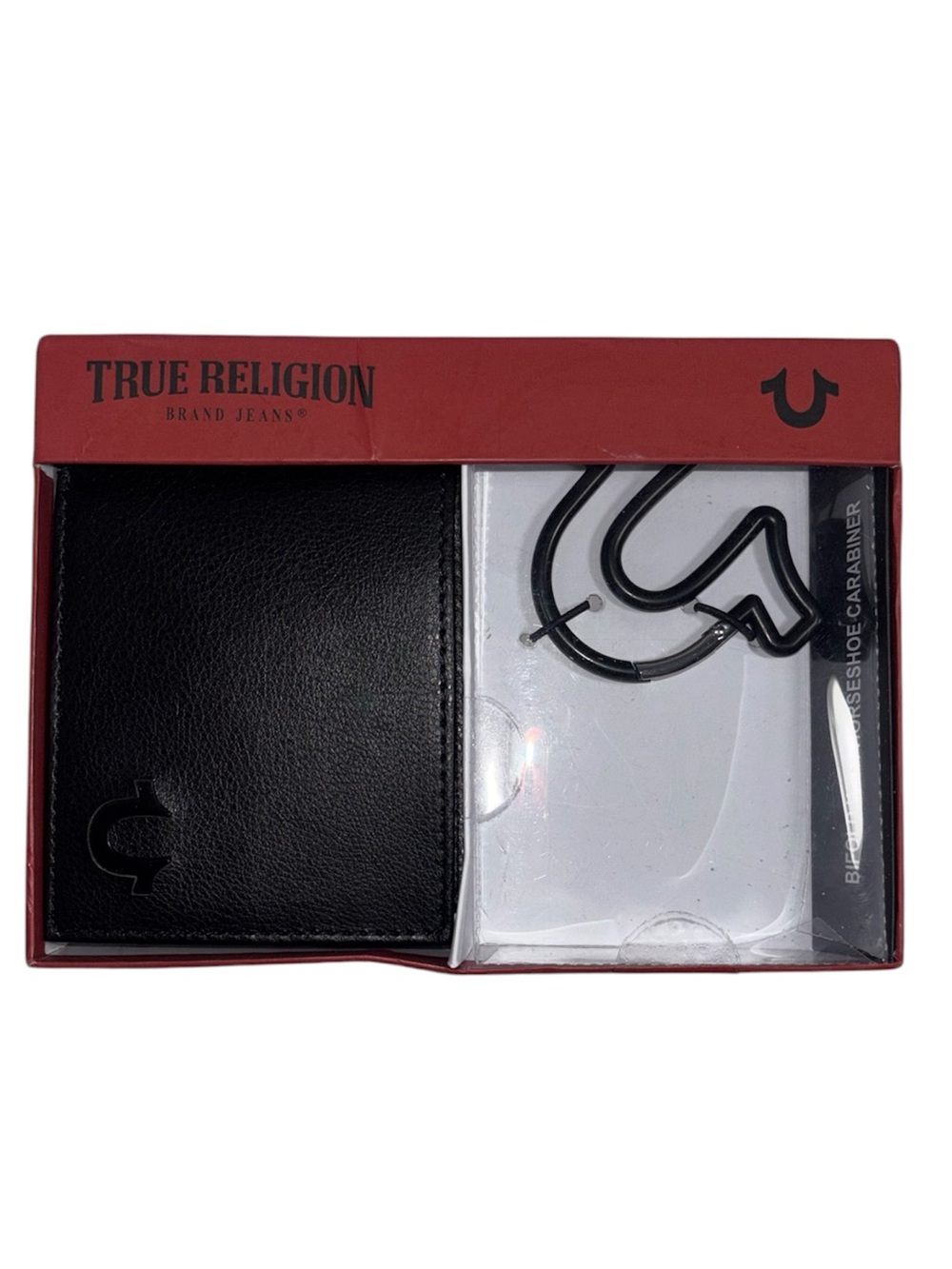 True Religion Bifold Wallet and Carabiner Gift Set Black Wallet Black Carabiner